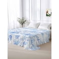 thumbnail image 6 of Watercolor Blue Floral Flat Sheets Only Queen Size, Soft Breathable Bed Top Sheets for Mattress, Blue Ombre Botanical Summer Luxury Bedding Flat Sheets for Home Hotel Bedroom Bed Protection, 6 of 9