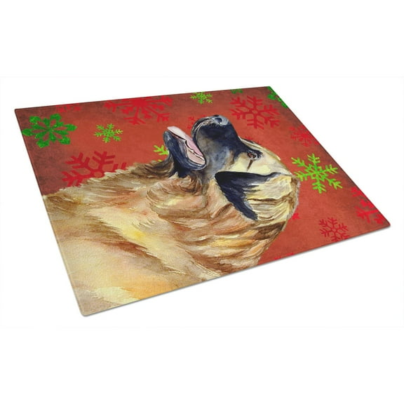 Carolines Treasures LH9303LCB Leonberger Winter Snowflakes Holiday Glass Cutting Board Large, 12H x 16W, multicolor