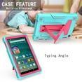 thumbnail image 4 of Dteck Shockproof Case For Kindle Fire HD 8 / HD8 Plus (10th Generation, 2020), Heavy Duty Rugged Hybrid Case High Impact Kickstand Protective Cover (no built-in screen protector), Mint + Rose, 4 of 5