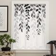 thumbnail image 4 of Grey Ombre Botanical Semi Sheer Curtains Drapes for Living Room,Bedroom,French Doors Window 96 Inches Long,Watercolor Gray Pastoral Leaf Rustic Rod Pocket Chiffon Curtain Drapery Voile Drape Panel, 4 of 6