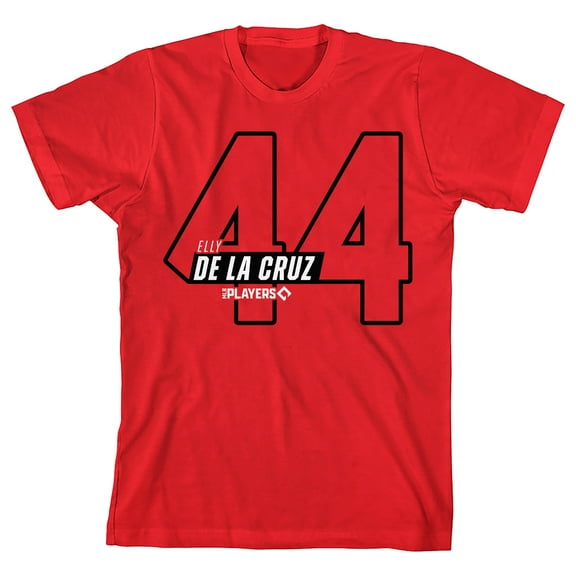 MLBPA Elly De La Cruz 44 Youth Red Crew Neck Short Sleeve T-shirt-Small