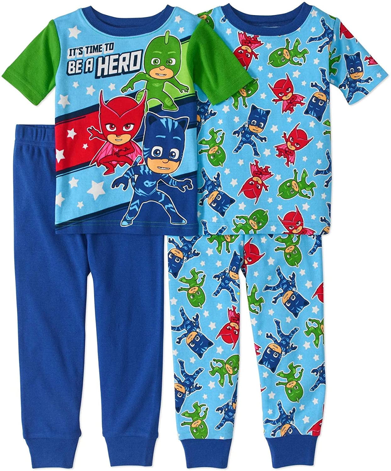 PJ Masks 4 PC Short Sleeve Tight Fit Cotton Pajama Set Boy Size 5T ...