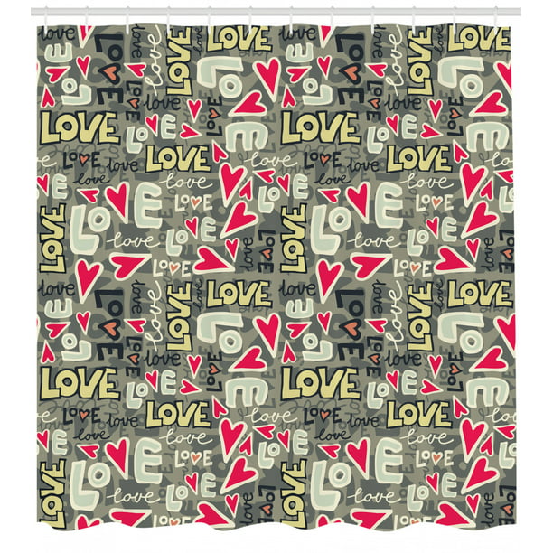 Urban Graffiti Shower Curtain Romantic Love Message And Heart Icons Various Styles Of Typographic Words Fabric Bathroom Set With Hooks 69w X 70l Inches Multicolor By Ambesonne Walmart Com Walmart Com
