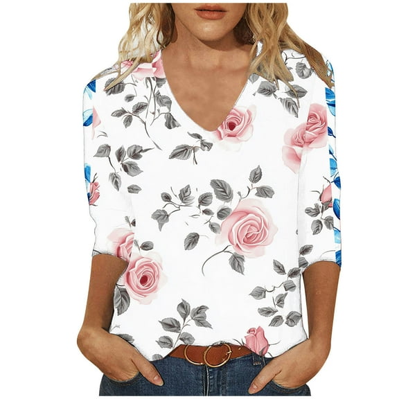 Woman's Blouse for Work Womens Tops Plus Size Work Quarter Length Sleeve Tops Womens Blouses for Work My Order Trending Gifts