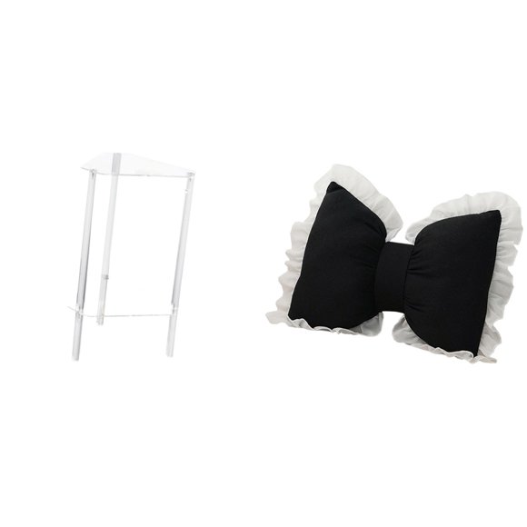 Siruishop Table d'Appoint Minimaliste en Acrylique Transparent avec Coussin Nœud Mignon Armoire de Chevet Moderne Coussin de Canapé Confortable pour Salon Chambre Bureau Maison Bureau Ferme Intérieur