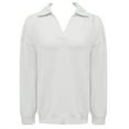 thumbnail image 4 of KHONTS Women's Polo V Neck Long Sleeve Sweaters Plus Size Lightweight Dressy Casual Business Basic Knit Pullover Top 2025 Fall Outfits White XL, 4 of 4