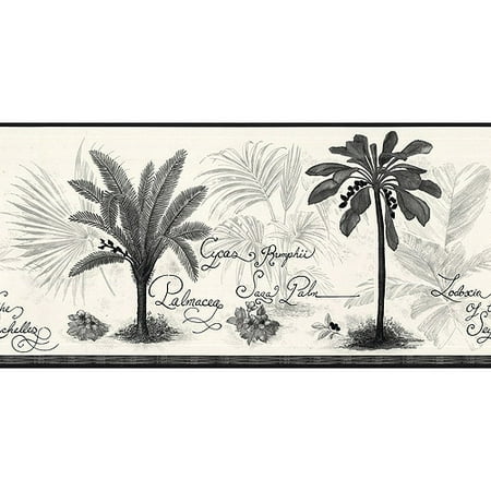 Blue Mountain Palm Tree Wallpaper Border Black And White