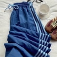thumbnail image 5 of Aihuaihua Women's Y2k Striped Side Baggy Pants Drawstring Elastic Waist Wide Leg Track Pants Slouchy Palazzo Low Rise Sweatpants Streetwear Blue L, 5 of 5