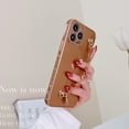 thumbnail image 4 of Allytech for iPhone XS/X 5.8 Inch Slim Case with Wrist Strap, Soft TPU Solid Color Fitted Case with Heart Bracelet Handle Strap Raised Lips Camera Lens Protection Shockproof Case for iPhone XS/X,Brown, 4 of 7