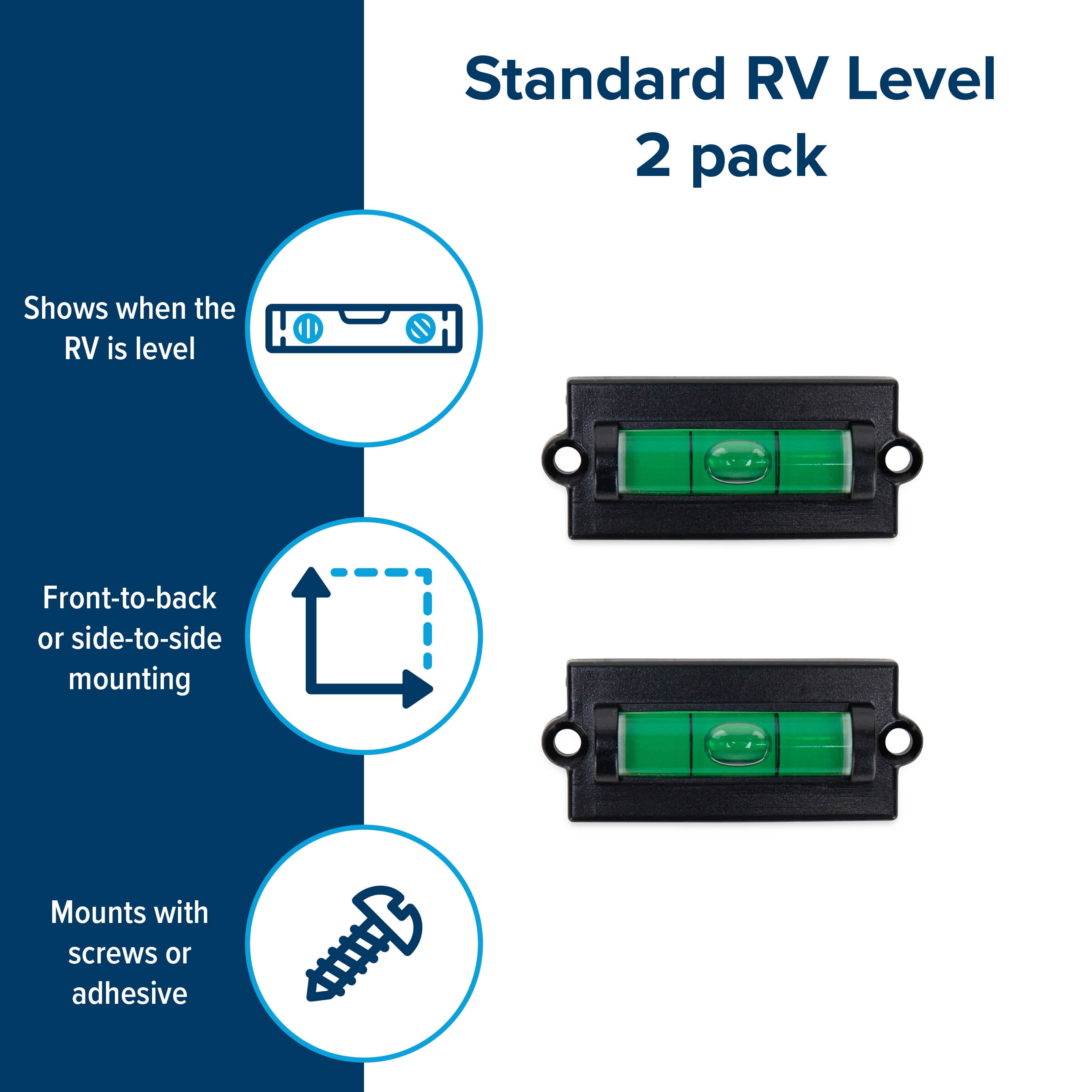 (2 pack) Camco RV Level - Front-to-Back or Side-to-Side Leveling, 2 Pack (25523)