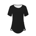 thumbnail image 4 of Sweet Home Farm Short Sleeve Shirts for Women Spring Round Neck Irregular Curved Splicing With Loose Casual T Shirt T Shirts for Women Black, 4 of 4