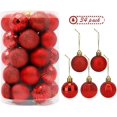 thumbnail image 1 of 34 PC Christmas 1.5" Ball Ornaments. 5 Assorted Style, Small Shatterproof Xmas Decorations for Christmas Tree, Home Holiday, Wedding Party. Tree Ornaments with Hooks Included. (Red), 1 of 3