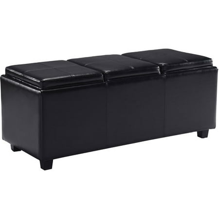 Simpli Home Avalon Extra Large Storage Ottoman with 3 Serving Trays  Walmart.com