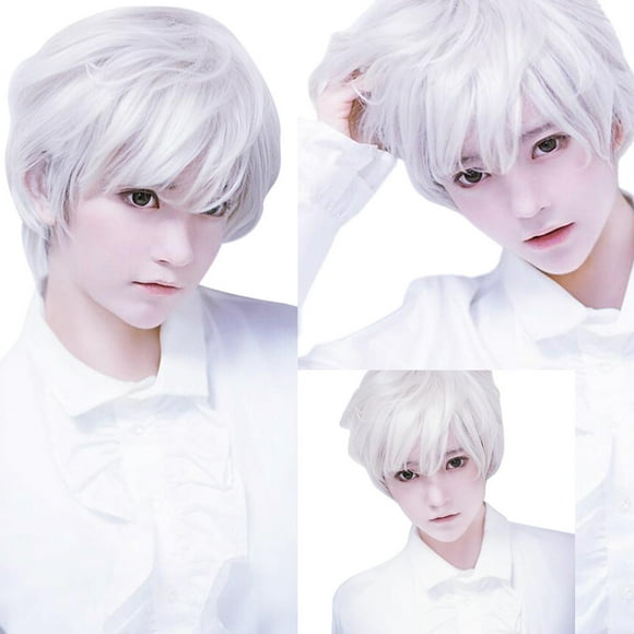 Adult Men Guy Wig Short Boy Band Wig White Short Perfect For Carnivals Party HU111