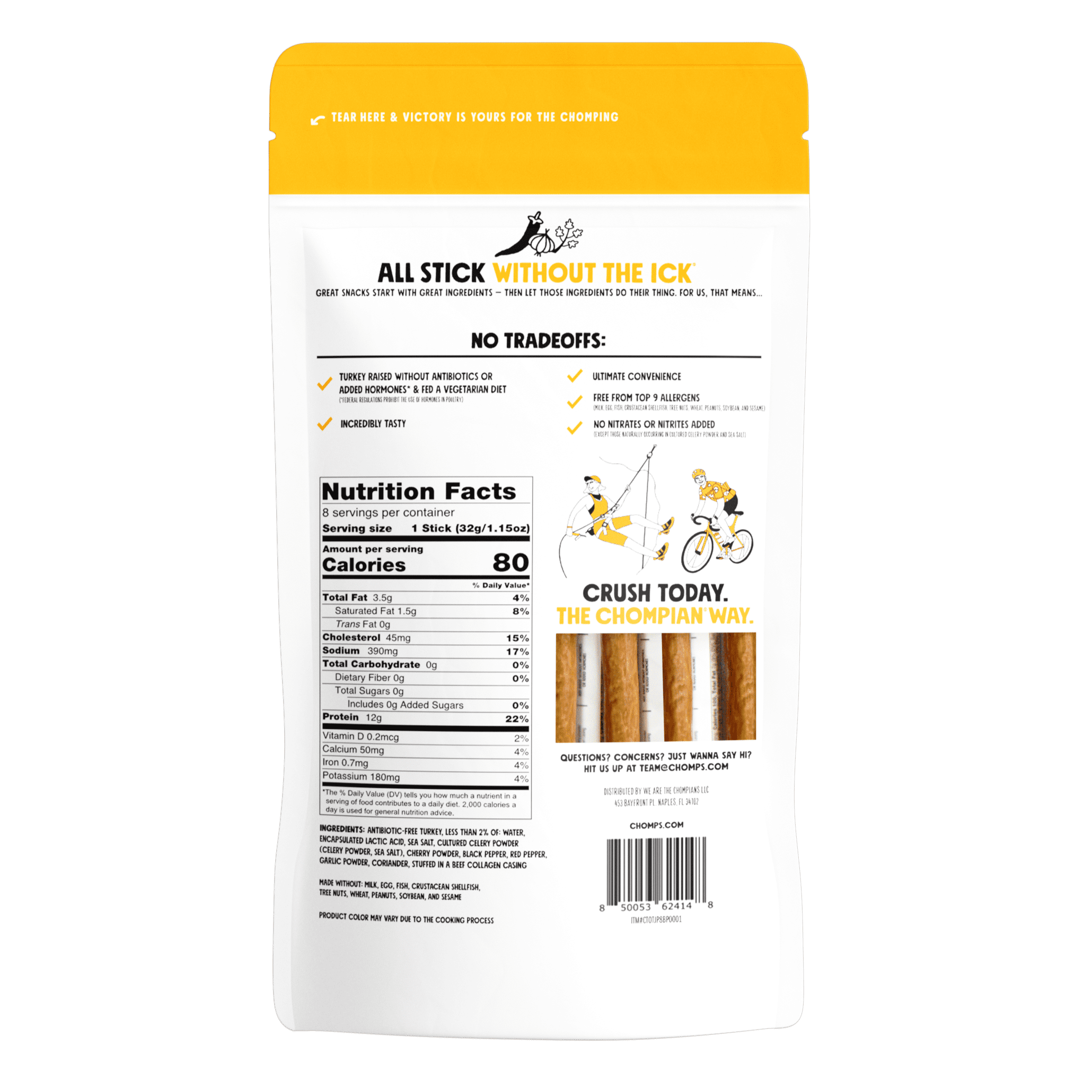Chomps Original Turkey Sticks 1.15oz - 8 Count Pouch
