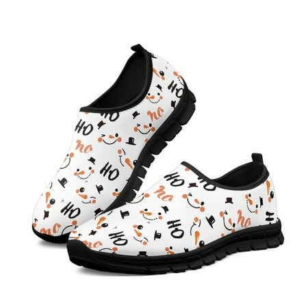Women Flat Shoe Cute Snowman Casual Comfortable Breathable Walking Sneakers Breath Mesh Shoes Slip on Shoe Loafers
