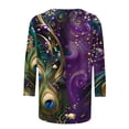 thumbnail image 5 of Penkiiy T-shirt Blouse Décontractée à Col Rond Manches 3/4 Mode Mardi Gras pour Femmes 2TG Multicolore, 5 of 5