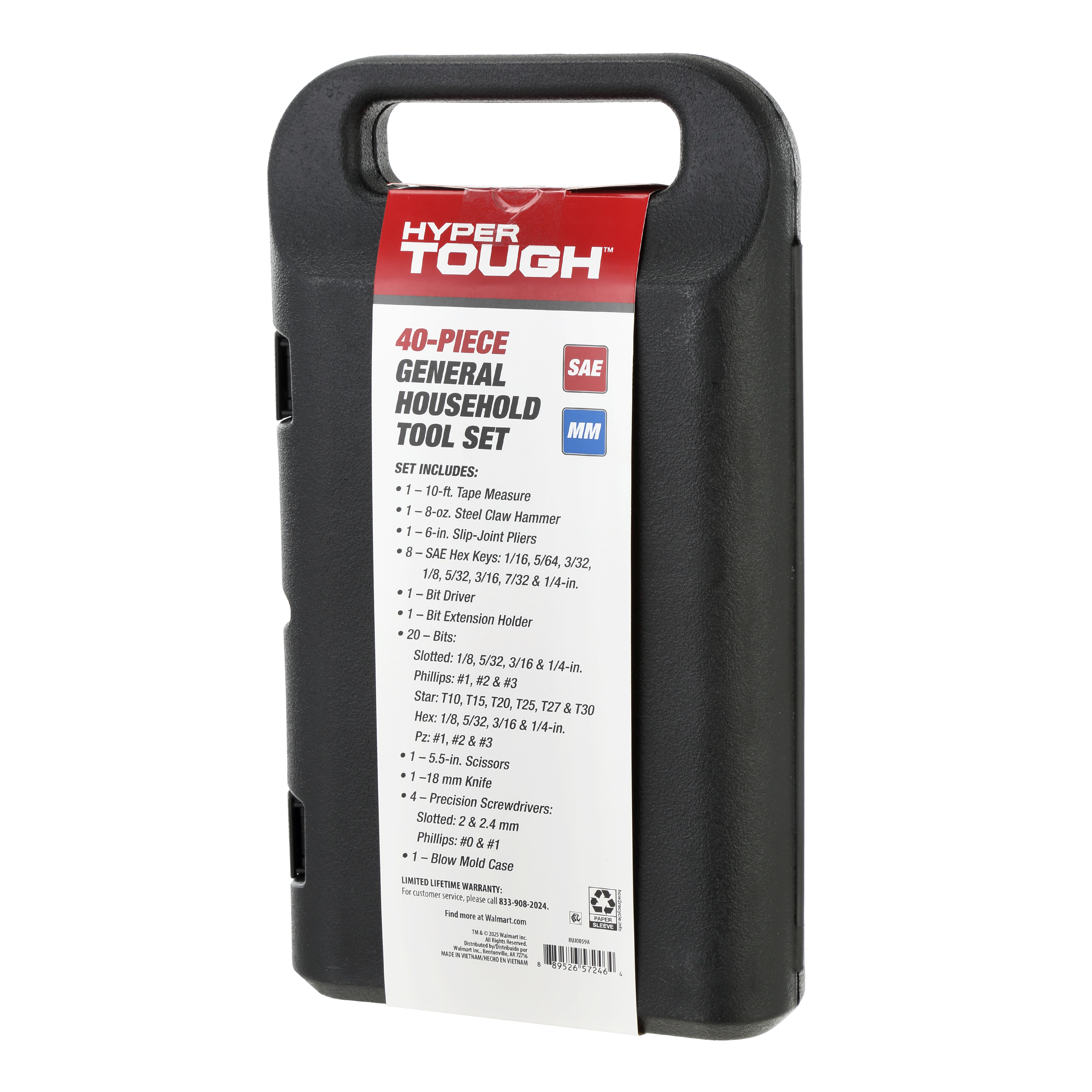 Kit de herramientas para hogar Hyper Tough de 40 piezas color espuma de mar para reparaciones básicas y proyectos de bricolaje 3