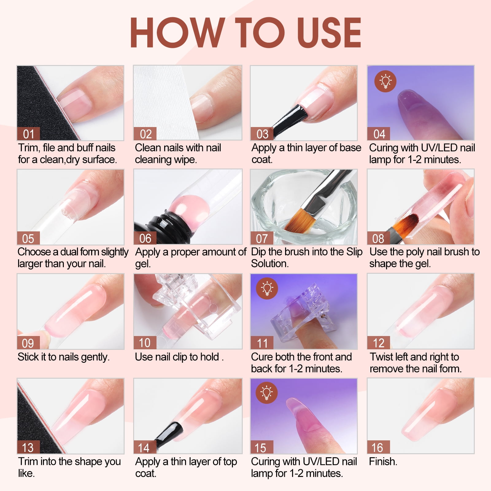 COSCELIA Poly Nail Gel Kit Starter Kit 15 Colors Poly Extension Gel with 12PC Glitter Decoration Powder Nail Stickers Complete Poly Extension Gel Kit DIY Gift for Women
