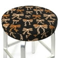 thumbnail image 3 of Kdxio Ribbon bows with leopard Stool Covers Round,Stretch Round Bar Stool Covers Washable Bar Stool Cushion Slipcover for 12-15 Inch Chair-13 inch, 3 of 7