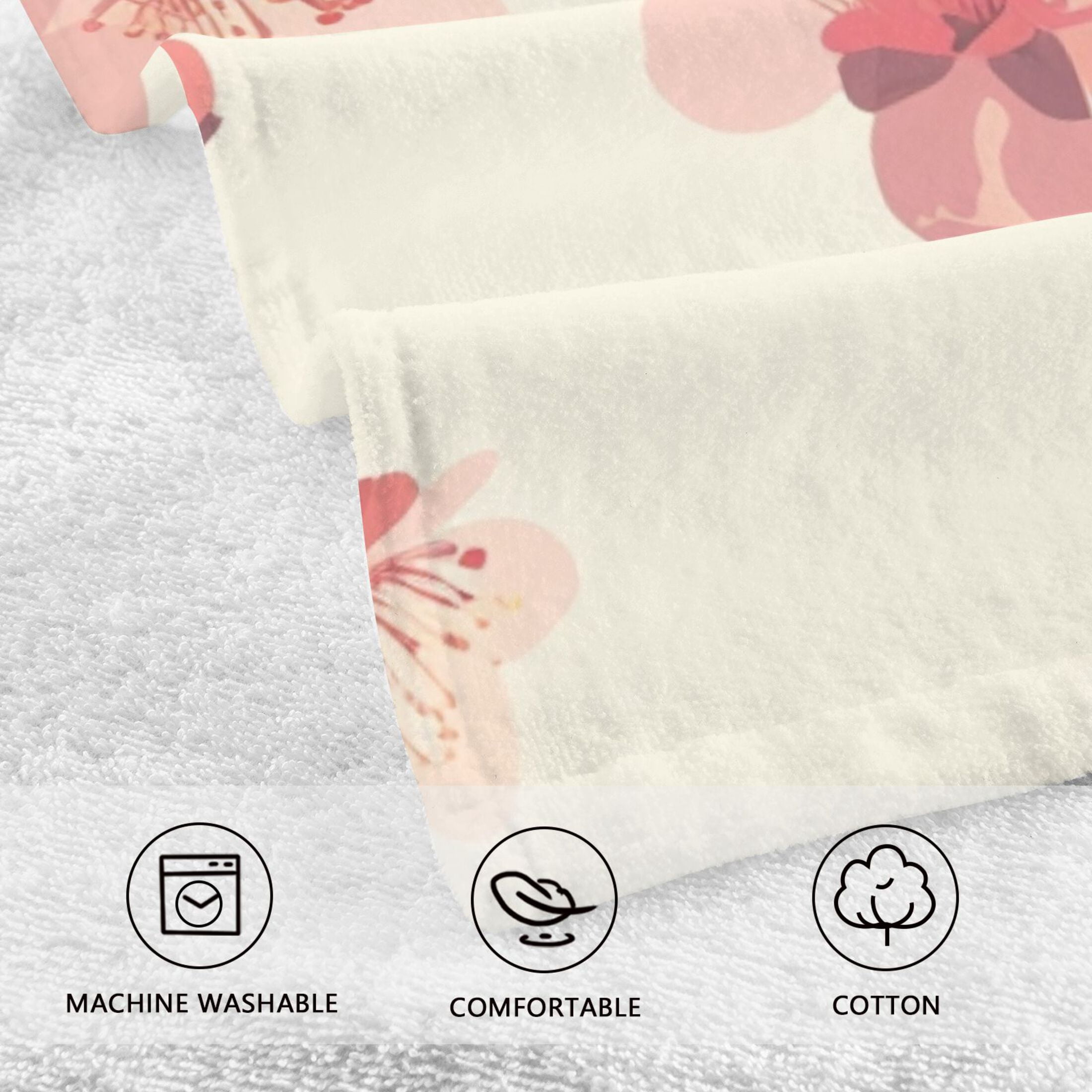 Delicate Cherry Blossoms 2 Pcs Hand Towel Set Cotton Absorbent Soft Face Towels Bath Towels for Bathroom Kitchen Shower Hotel Decor 16"x28"