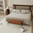 thumbnail image 5 of Guyou Upholstered Bench with Arms and Metal Legs, Brown, 5 of 7