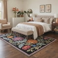 thumbnail image 2 of GENIMO 5'x7' Area Rug for Living Room, Machine Washable Non Slip Low Pile Rug for Bedroom Dining Room, Modern Floral, Dusty Black, 2 of 7
