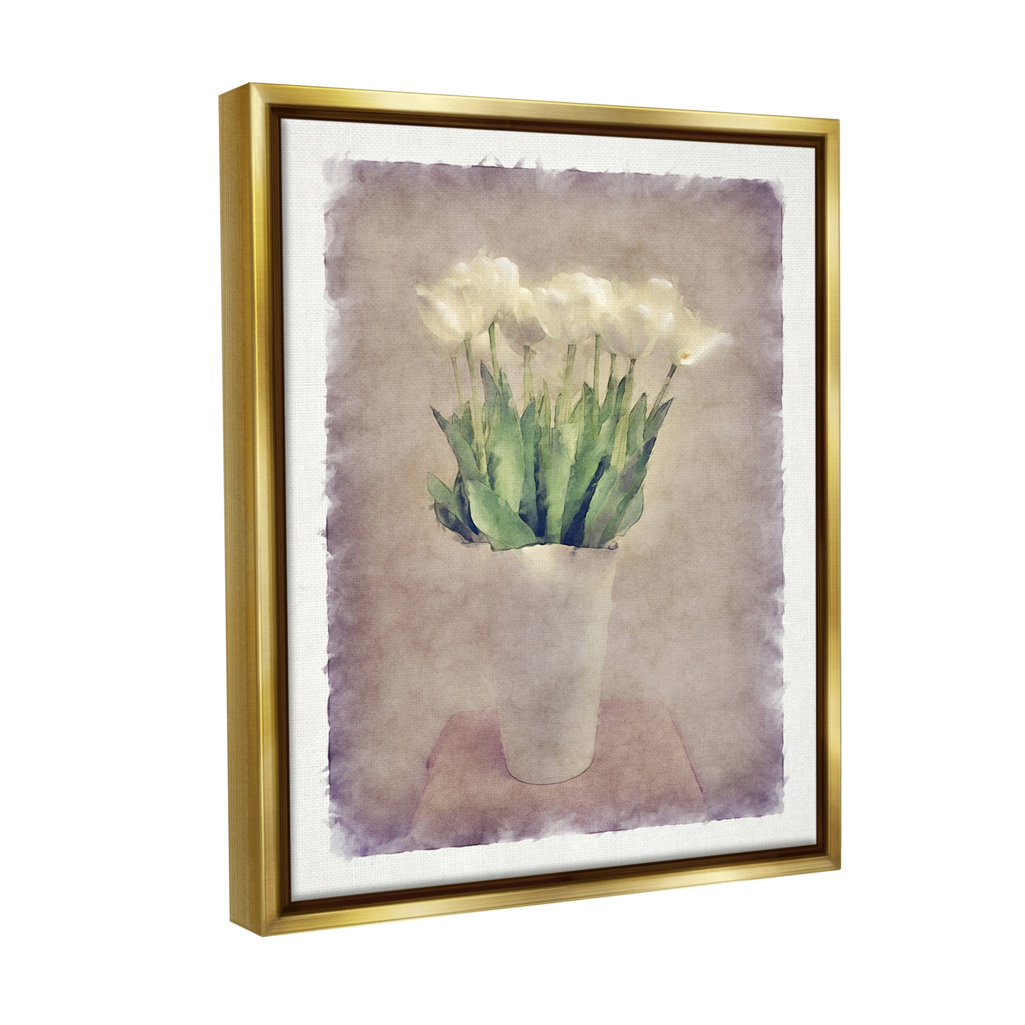 Stupell Industries Abstract Garden Tulips Botanical & Floral Painting Gold Floater Framed Canvas Art Print Wall Art, 17 x 21