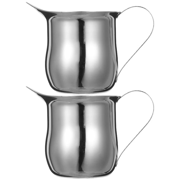 OUNONA Set of 2 Stainless Steel Espresso Frothing Jugs for Coffee Steaming and Latte Art Creations