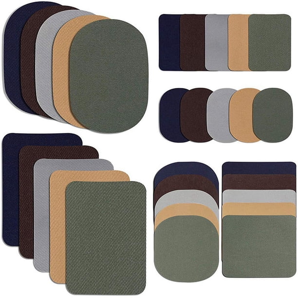 30 Piezas de Parches Tela para Planchar ReparacióN Kit Ropa Sarga Chaqueta, 5 Colores