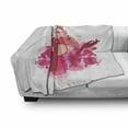 thumbnail image 3 of Old Hollywood Soft Flannel Fleece Throw Blanket, Lady Wearing Feather Headband Ink Splatter Design, Cozy Plush for Indoor and Outdoor Use, 50" x 70", Hot Pink Magenta, by Ambesonne, 3 of 6