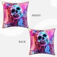 thumbnail image 3 of Fotbe Neon Skull With Milkshake Pattern Velvet Decorative Throw Pillow Covers with Elegant Piping, Soft Plush Cushion Cover for Sofa, Bed, Car, Office-16"x16", 3 of 8