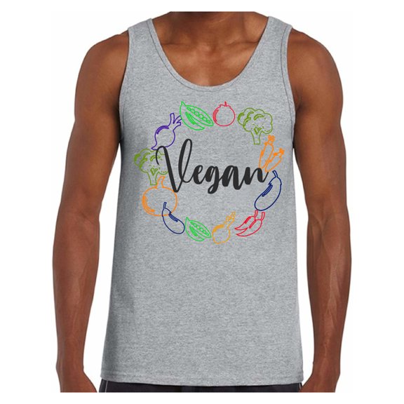 Awkward Styles Vegetables Tank Top for Men Men's Shirts Vegetarian Tank Top for Men Vegan Friendly Tshirts Vegetarian Gifts Vegan Men's Fashion Vegan Friendly Clothing Collection Hey Vegetarians