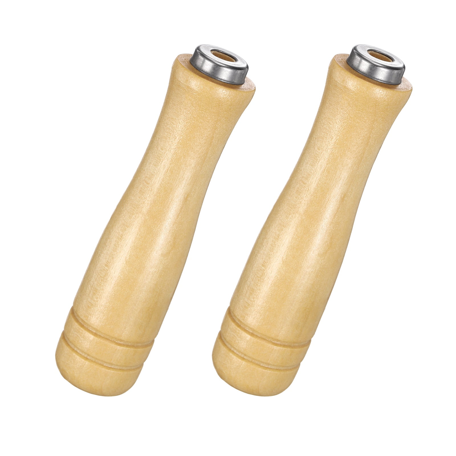 Uxcell Wooden File Handle with Metal Collars 6mm(0.24 ) Hole 2 Pcs Ergonomic Replacement Screwdriver Drill File Wood Handle for 6-12 Cutting Tool Suit for DIY Making Repair