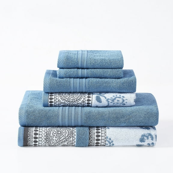 Modern Threads Ophelia 6-Piece Cotton Adult Bath Towel Set, Blue