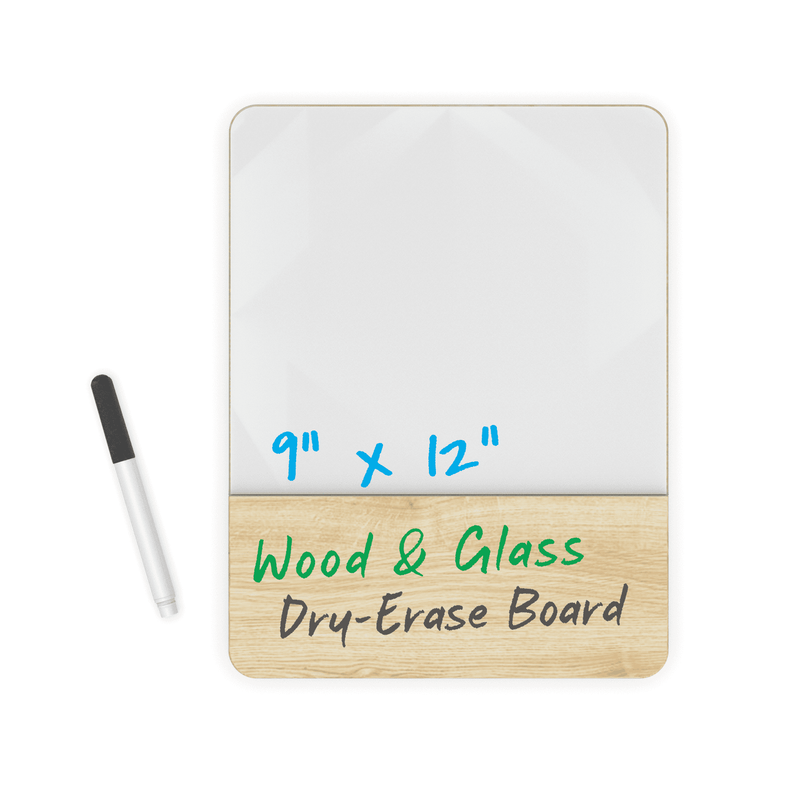 Audio-Visual Direct Dry Erase Glass Whiteboard Desktop Memo Pad Set (White & Wood)
