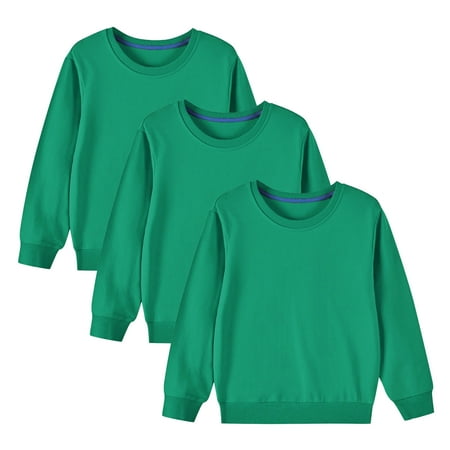 

Hipattires Girls Long Sleeve Sweatshirts Plain Green Shirts Cotton Comfort Clothes Fashion Boys Sweatshirts