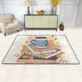 thumbnail image 2 of SKYSONIC 36x24in Autumn Coffee Books Area Rug, Fall Yellow Leaf Non-Slip Floor Carpet for Indoor Living Dining Room Bedroom, 2 of 7