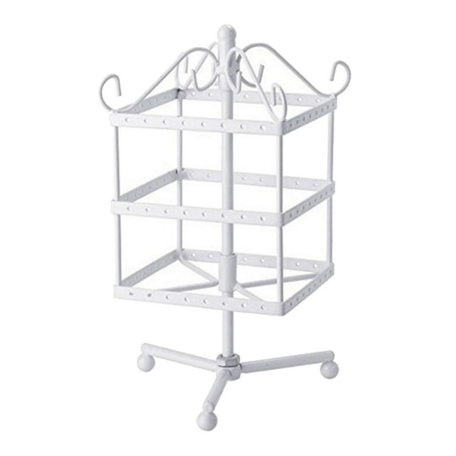 Organizador de pendientes de hierro de 3 niveles, organizador de joyas Blanco