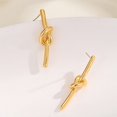 thumbnail image 3 of Pendientes de oro para mujeres y niñas, pendientes de aro con nudo, ligeros, gruesos, modernos, pequeños aros abiertos de oro, joyería de moda, regalos, 3 of 5