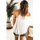 thumbnail image 1 of ABPHQTO Top de tirantes con cuello en V y volantes de empalme de encaje blanco para mujer, 1 of 5