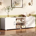 thumbnail image 2 of SUPERJARE White TV Stand for 55" TV, Modern Entertainment Center, TV Console Media Cabinet with Storage and Cable Holes for Living Room Bedroom, 2 of 9