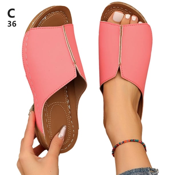 Nuevo Zapatillas de cuña para mujer, zapatos ortopédicos con punta