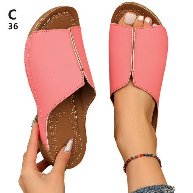 Chaussons Compensés Orthopédiques pour Femmes à Bout Ouvert Antidérapants