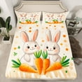 thumbnail image 2 of Feelyou Kawaii Carrot Bunny Twin Sheet Sets, Cute Easter Rabbit Animal Twin Fitted Sheet, Teens Kids Boys Girls Flat Sheet, Breathable Home Decor, 3 Pieces, 2 of 7