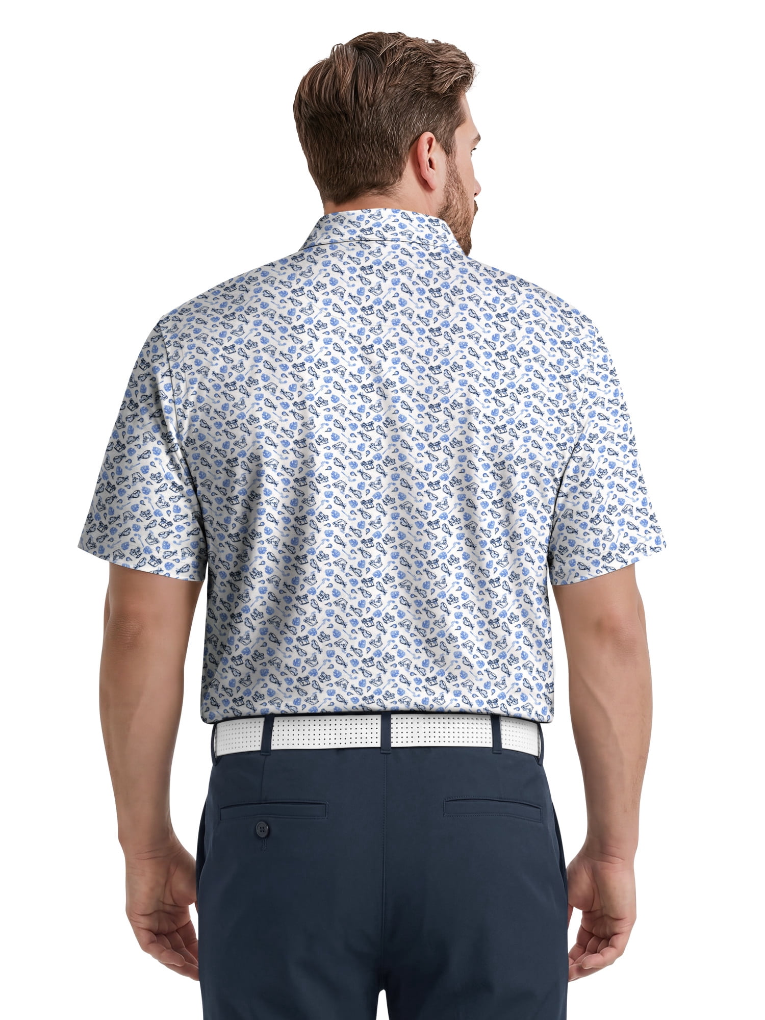 Ben Hogan Performance Men’s & Big Men's All-Over Tossed Print Short Sleeve Golf Polo Shirt, Sizes S-4XLT