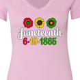 thumbnail image 4 of Inktastic Juneteenth 6-19-1865 with Flowers Women's V-Neck T-Shirt, 4 of 5