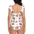 thumbnail image 6 of Yiaed Strawberry Print Women's Ruffled One Piece Swimsuit V Neck Swimwear Slimming Monokini for Woman-Medium, 6 of 8