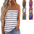 thumbnail image 4 of Top de tubo largo sin tirantes, camiseta de tubo sin costuras estampada para mujer, lavable a máquina para vacaciones informales, 4 of 6