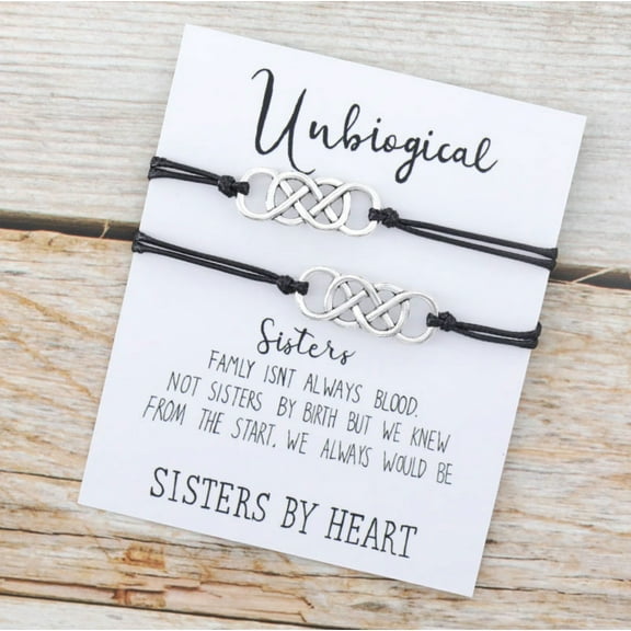 Black & Silvertone Celtic Knotted 'sisters' Adjustable Bracelet Set